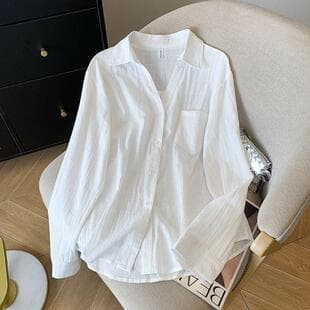 White Linen Shirt for Women Summer French Style Top Elegant Thin Loose Sun Protection Cardigan Jacket Cotton-Linen Shirt
