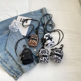 Korean Mini Kids Bag Trendy Leopard Print Girl Single Shoulder Crossbody Bag Outdoor Travel Earphone Bag Lipstick Bag