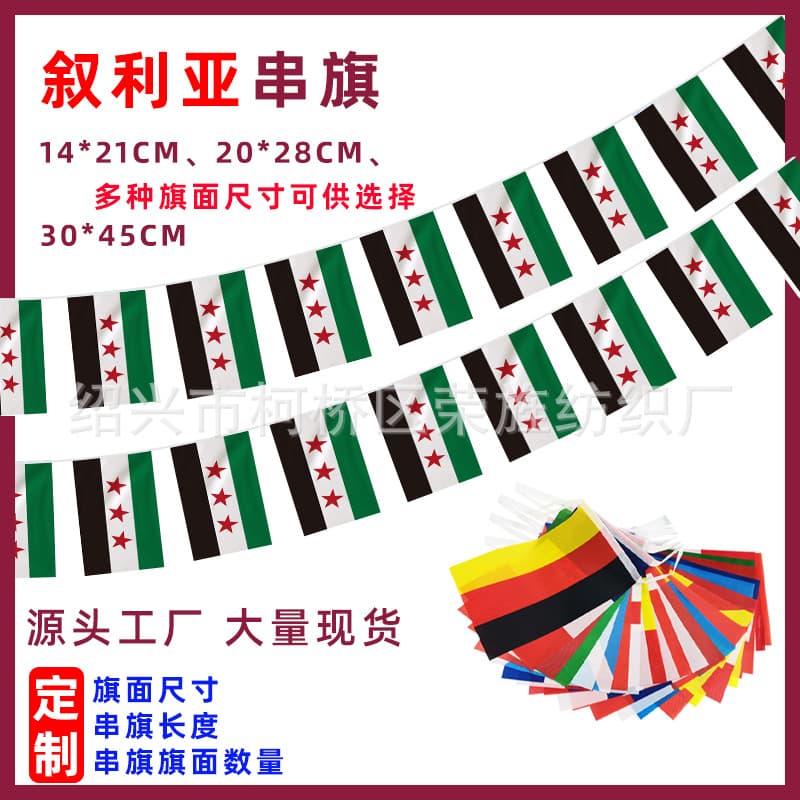 Syria Bunting Flags Syria Hanging Flags Bar Decoration Syria String Flags Syria Banner Polyester Bunting Cross-border
