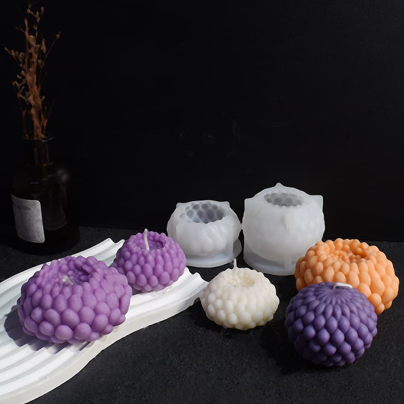 3D Daisy Candle Mold, Chrysanthemum Flower Waterdrop Spherical Candle Silicone Mold, Scented DIY Plaster Ornament