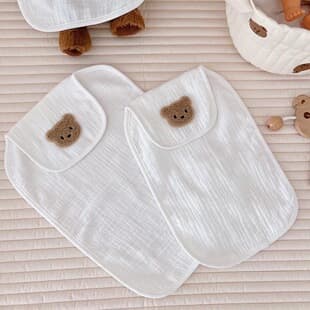Bear Cotton Gauze Baby Sweat Absorbing Towel Kindergarten A-Class Breathable Cute Baby Cotton Sweat Proof Towel