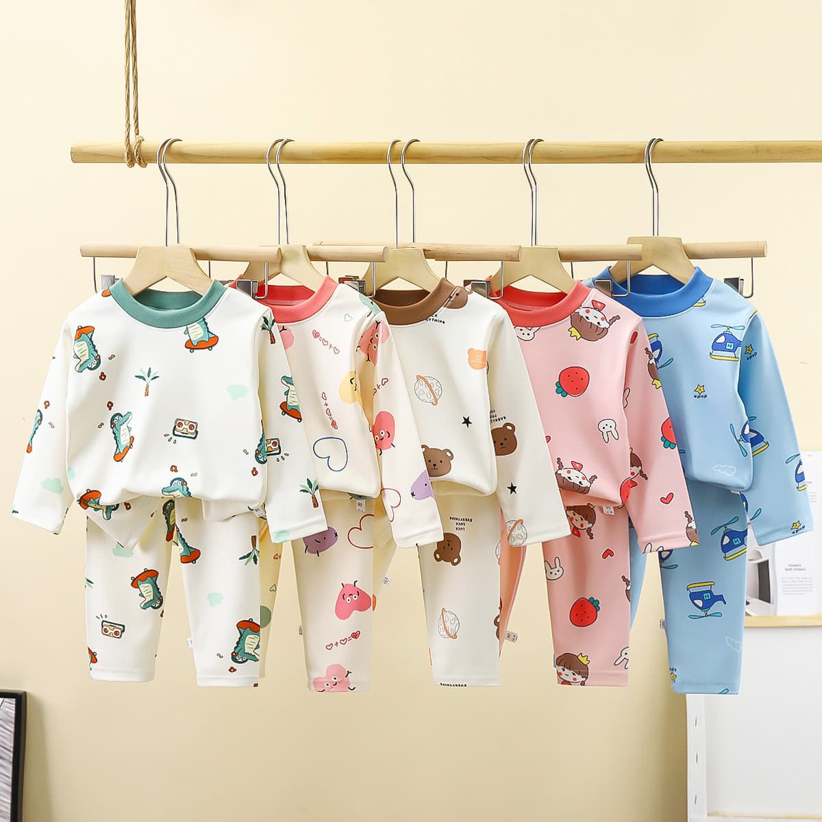 Kids Thermal Underwear Set German Velvet Long Johns Boys Girls Fall Winter 2-Piece Warm Children's Clothing Base Layer Loungewear