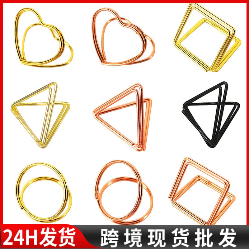 In Stock Double-layer Heart Memo Clips Triangle Business Card Holders Desktop Message Clips Heart-shaped Photo Clips Hotel Seat Clips