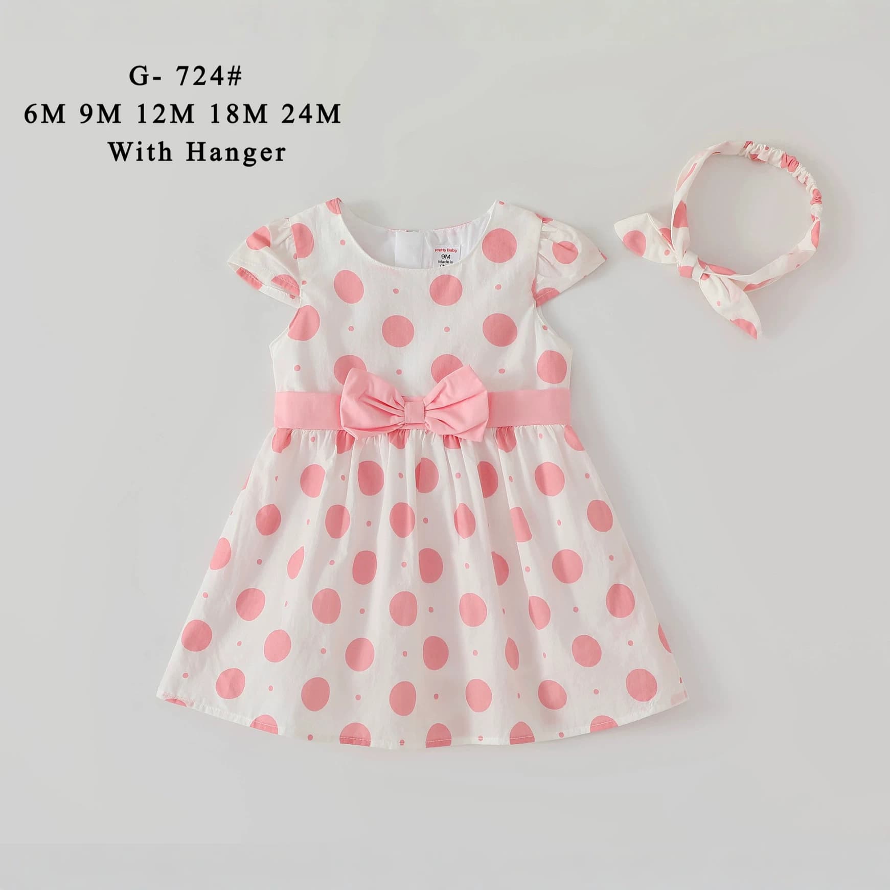 Baby short-sleeved skirt + hair band 2-piece set 6M-24M baby dress summer skirt girl skirt G720