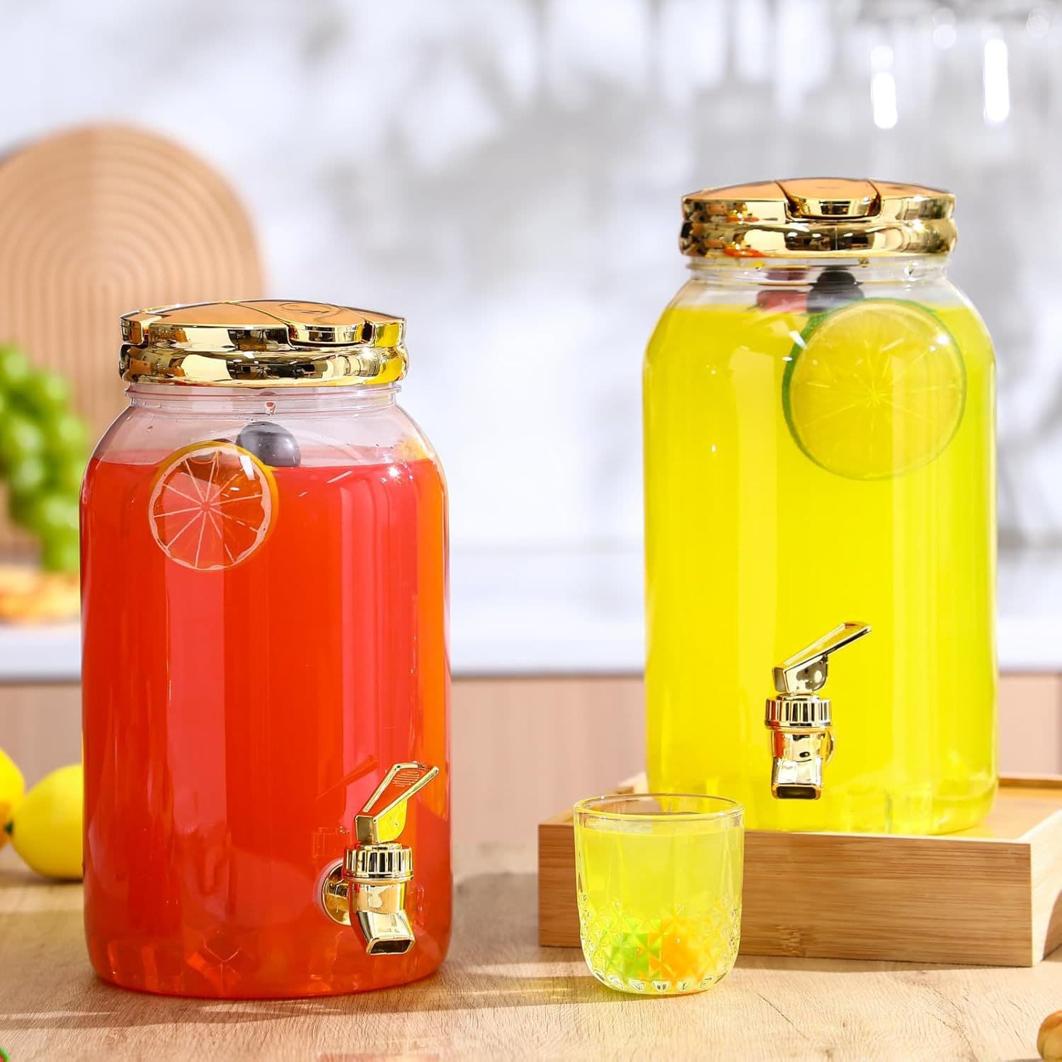 Plastic Beverage Dispenser for Parties with Stand and Spigot, Juice Lemonade Pitcher