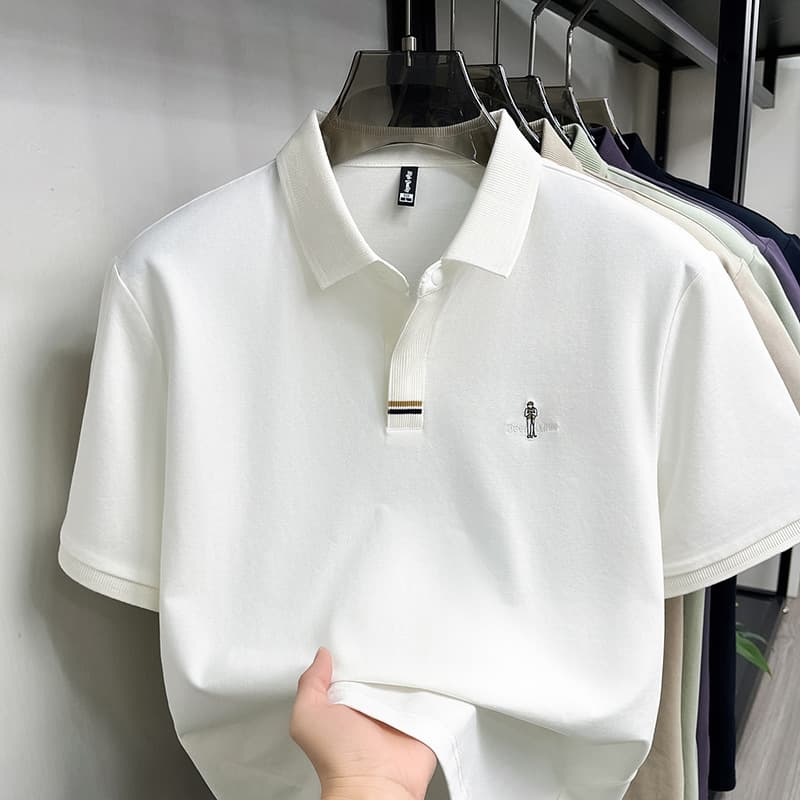 2026 Biyin High-End Short-Sleeve T-Shirt for Men Summer Embroidered Polo Shirt with Turn-Down Collar Business Father's Half-Sleeve Tee