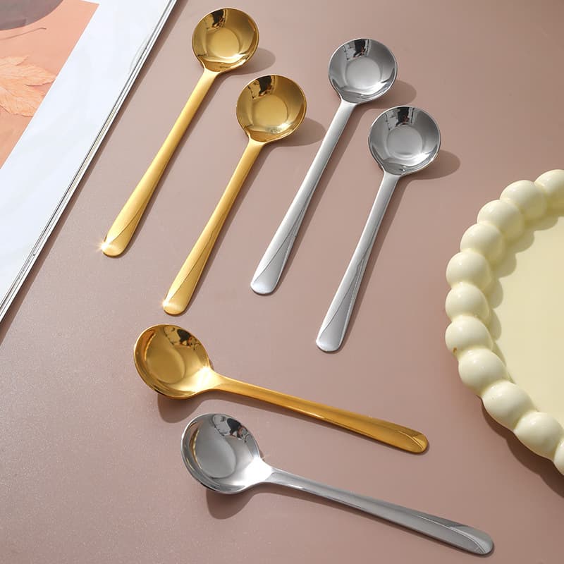 Stainless steel tableware thin handle household eating spoon tea spoon gift spoon spoon dessert spoon ice cream spoon