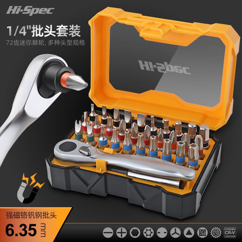 Multi-function Ratchet Screwdriver Set with Slotted, Phillips, Torx, and Triangle Bits