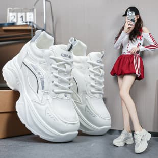 Inner Height Increase Dad Sneakers for Women 2026 New Style Versatile Petite Platform Comfortable Breathable Casual Sports White Sneakers