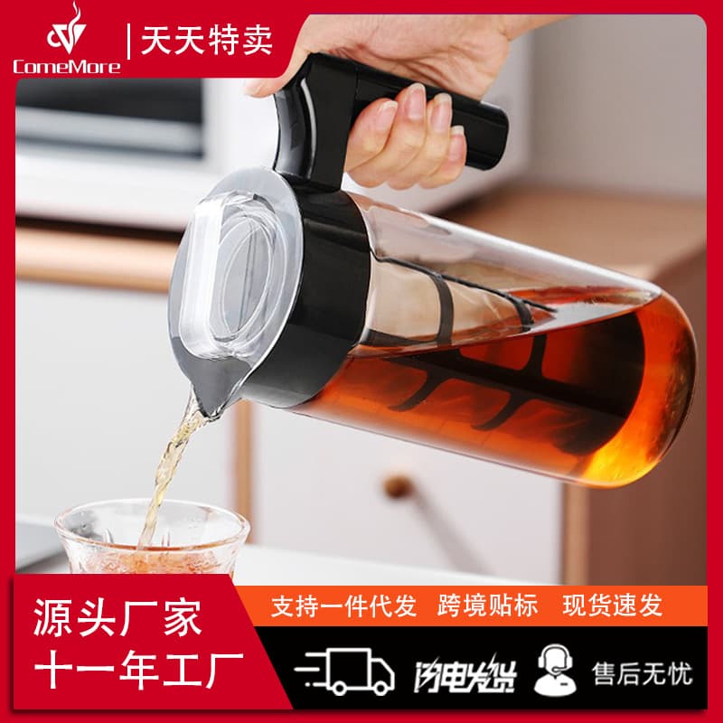 Large Capacity Home Cold Water Kettle High Temperature Resistant Cold Brew Cup Coffee Kettle Cold Brew Kettle Refrigerator High Borosilicate Glass Cold Brew Pot