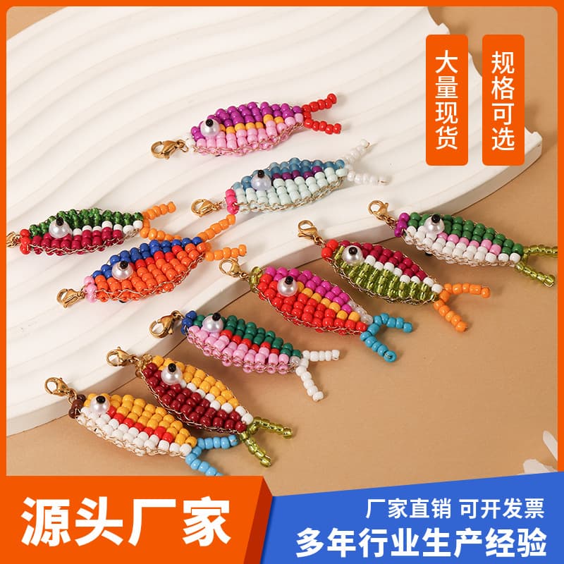 European style bags hot selling accessories colorful beaded car keys small fish keychain dopamine handmade fashionable models in stock