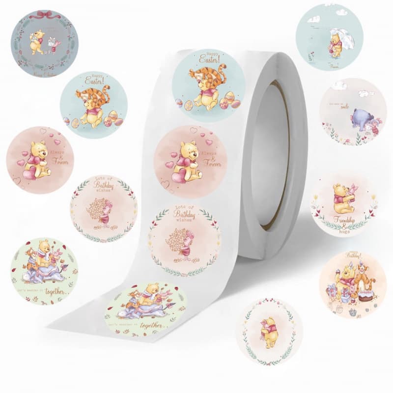 500 pieces of creative cute Winnie the Pooh 1 roll stickers decoration diy desktop refrigerator water cup waterproof decorative stickers
