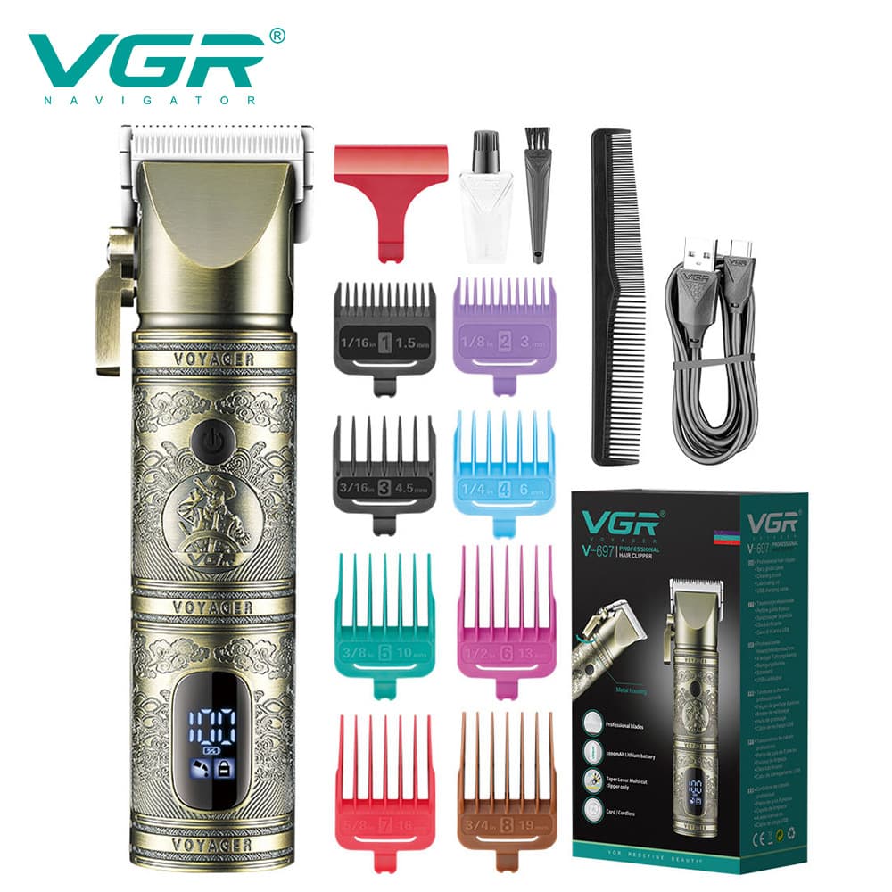 VGR697 cross-border new retro hair clipper men's gradient oil hair clipper wholesale hair clipper