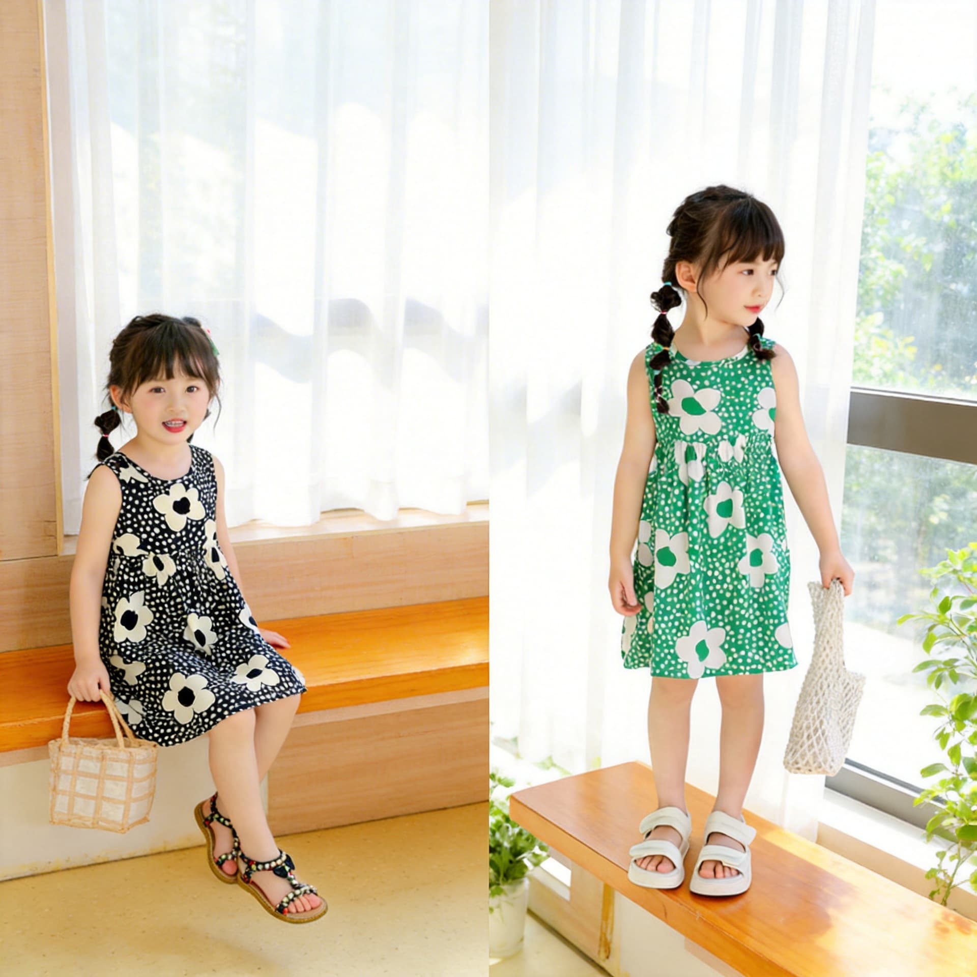 Girls Cotton Silk Dress, Toddler & Kids Cotton Rayon Summer Dress, Thin & Breathable Beach Dress