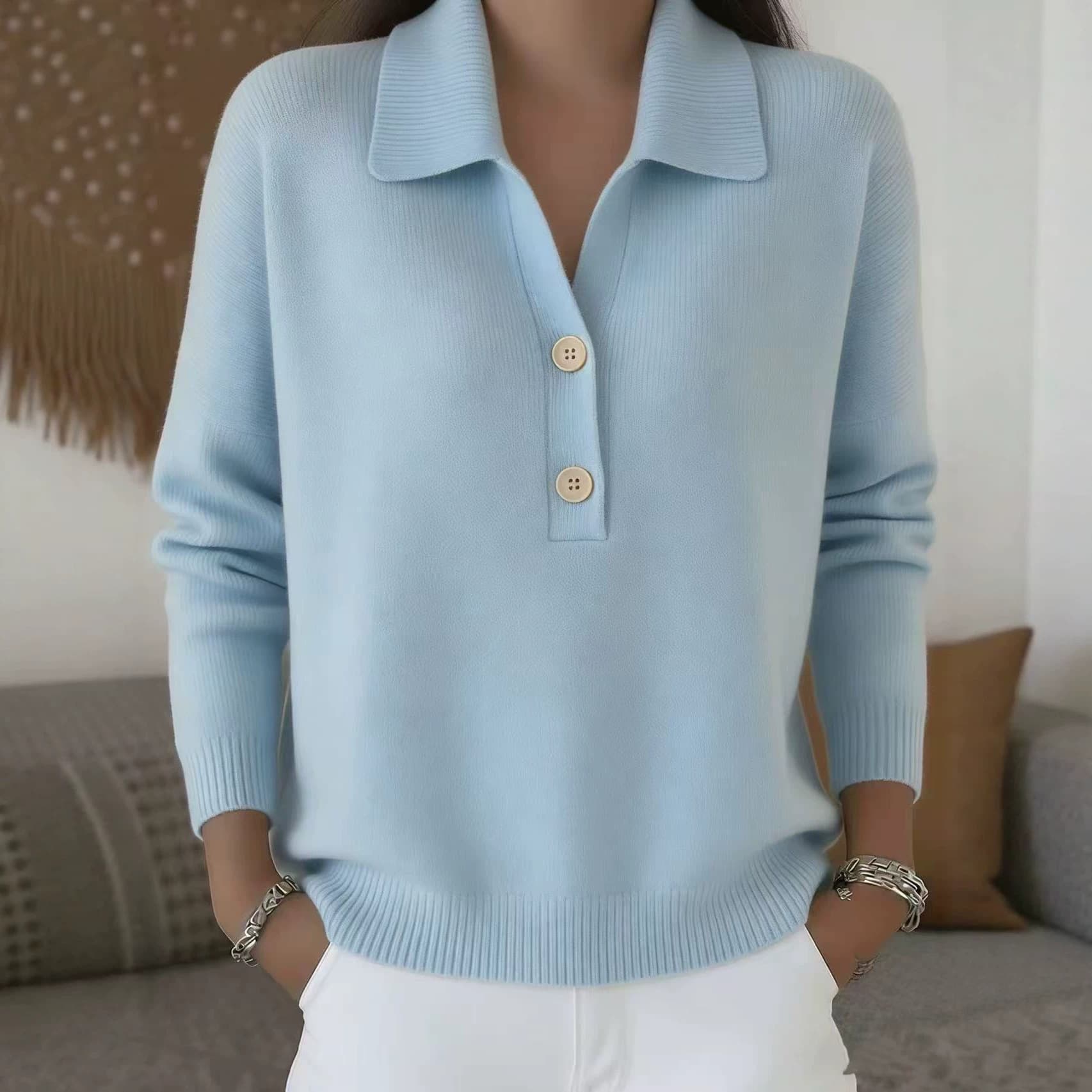 Cross-Border Foreign Trade 2026 New Fall/Winter Style Casual Women's Knit Sweater Half-Zip Button Loose Sweater