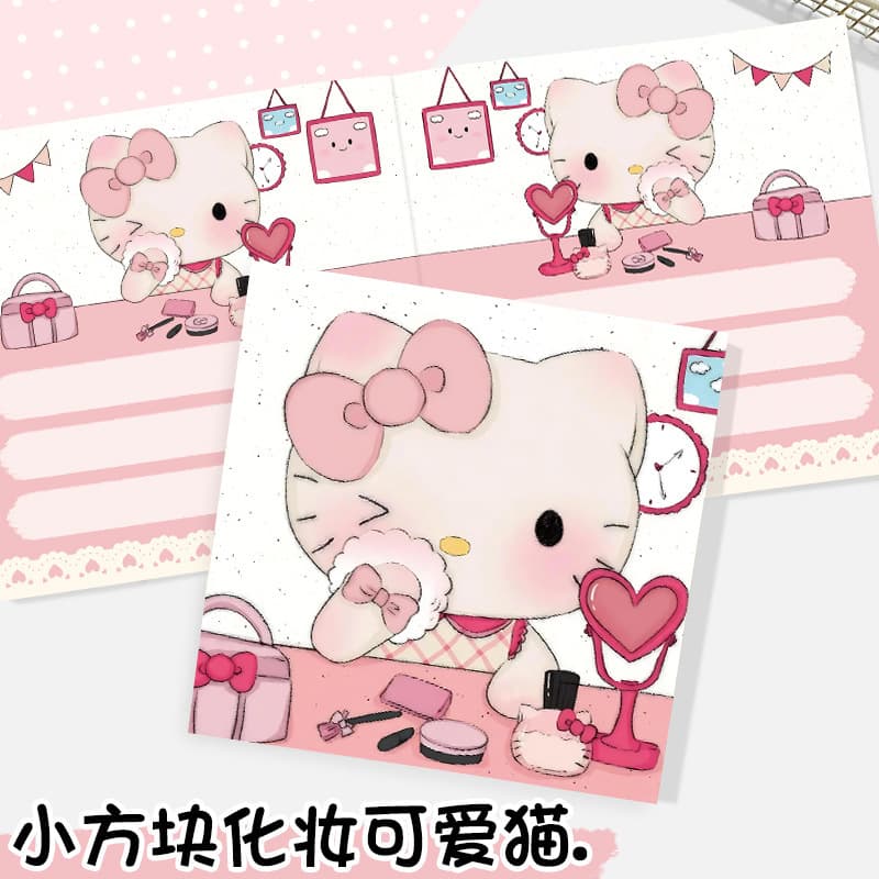 Makeup Cute Cat Milk Brick Coloring Pages Flat Layer New Notebook Student Pocket Notebook Japanese and Korean Cartoon Ledger