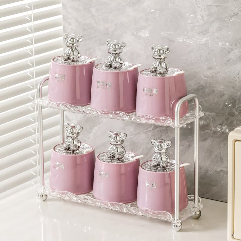 Xiaoye High-Value Seasoning Jar Set: Ceramic Salt Jar, Household Seasoning Jars, Oil, Salt, Soy Sauce, Vinegar Jars, Chili Jars