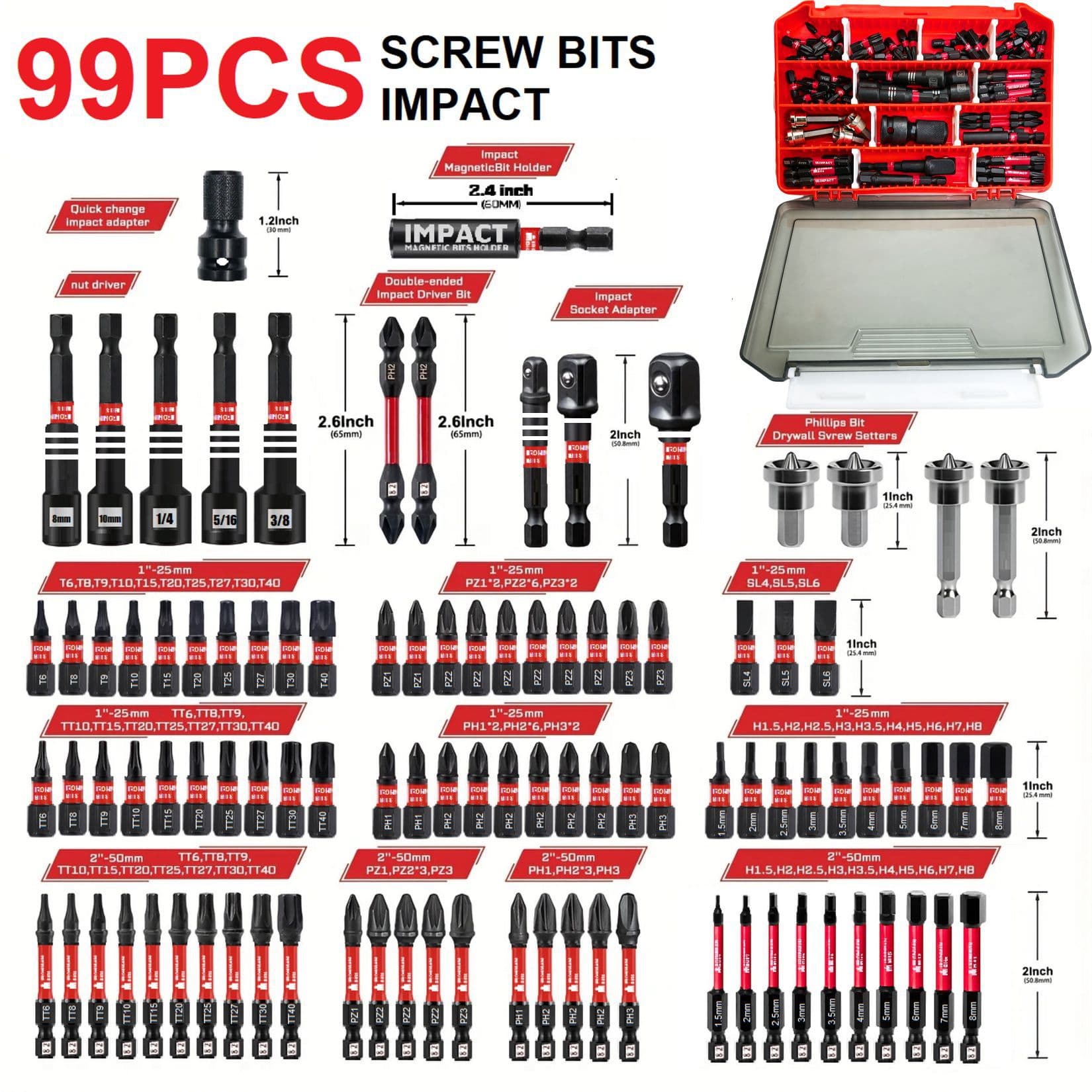 68PCS Screwdriver Bit Set Strong Socket Hex Cross Slotted Torx Black Impact S2 Cross-border Amazon