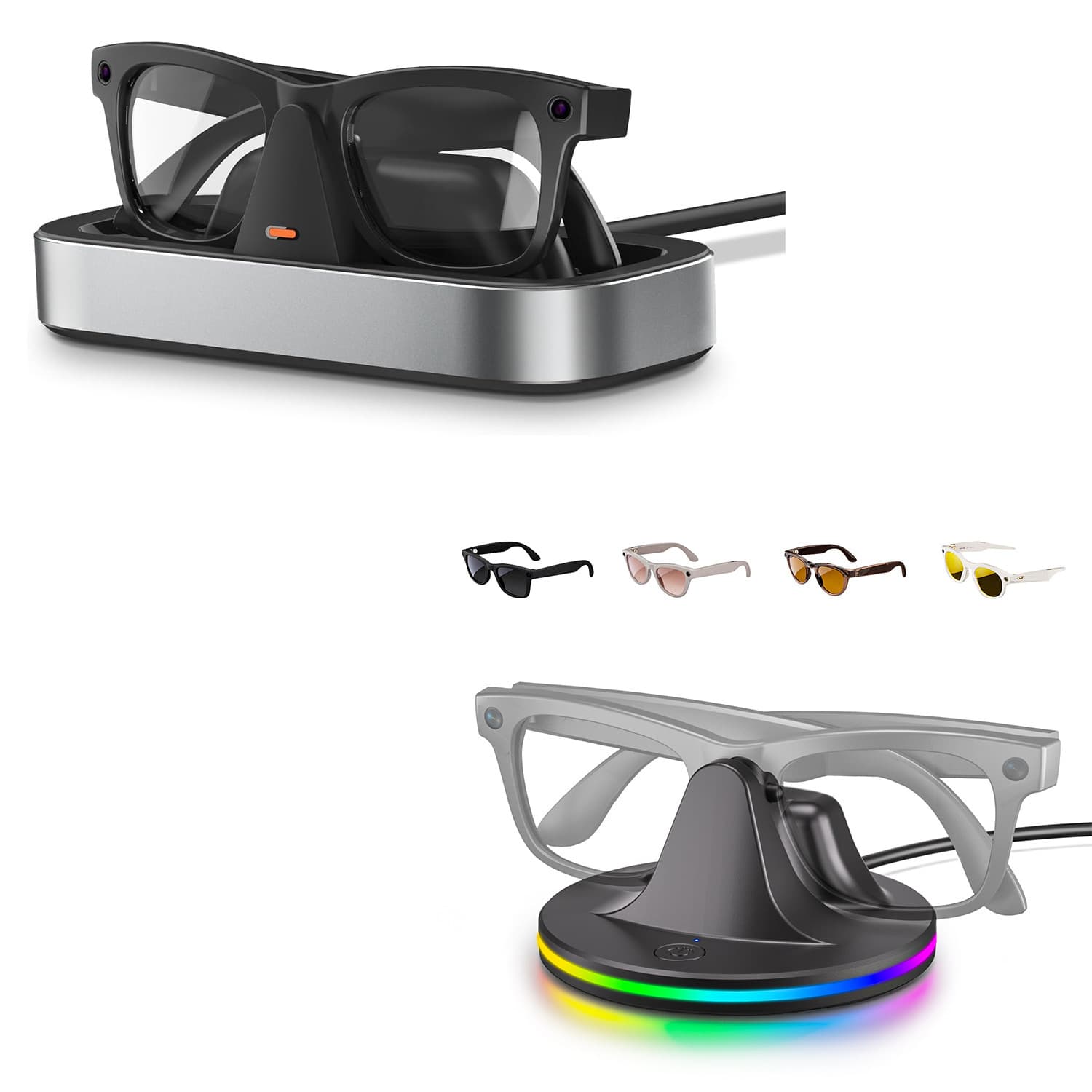 Charging Stand for Meta Ray-Ban AI Smart Glasses, Compatible with Ray-Ban Wayfarer Skyler