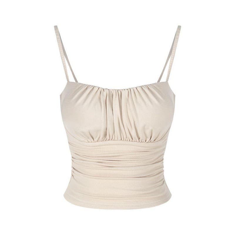 American Pleated Sexy Backless Camisole Tank Top for Women Summer Short Hot Girl Style Slim Fit Inner Layering Top