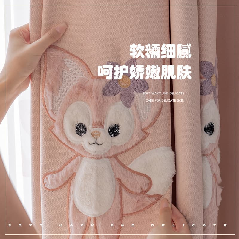New Bedroom 5A Antibacterial Curtain for Kids Room, Boy Girl Cute Cartoon Pachacco Dog Embroidery Blackout Curtain, Keqiao