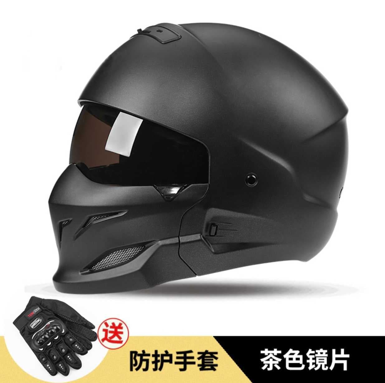 3C Domestic Warrior Black Scorpion Helmet Men's Harley Retro Combination Half Helmet All-Season Electric Bike Helmet