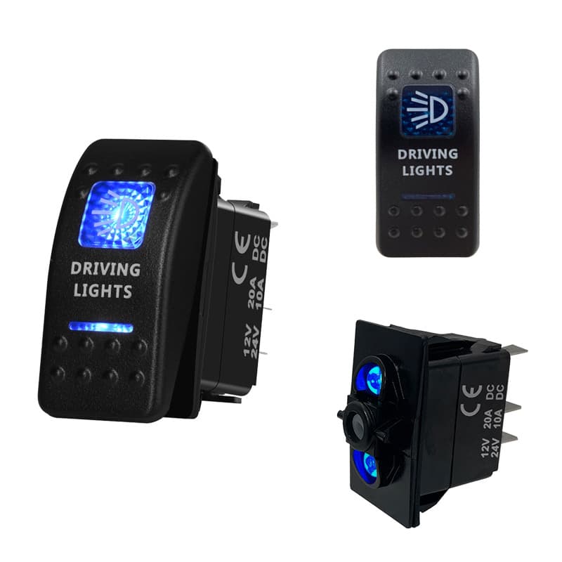 Car yacht switch 5P Driving Lights blue light RV accessories boat rocker self-locking switch
