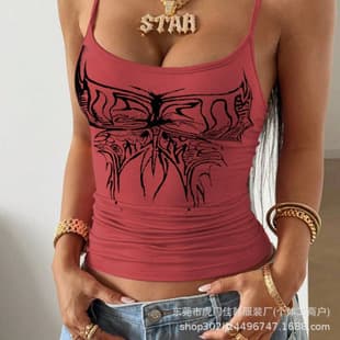 European and American Hot Girl Style Slim Fit Crop Top Camisole with Printed Letters Striped Tube Top, Cross-border Wholesale Source