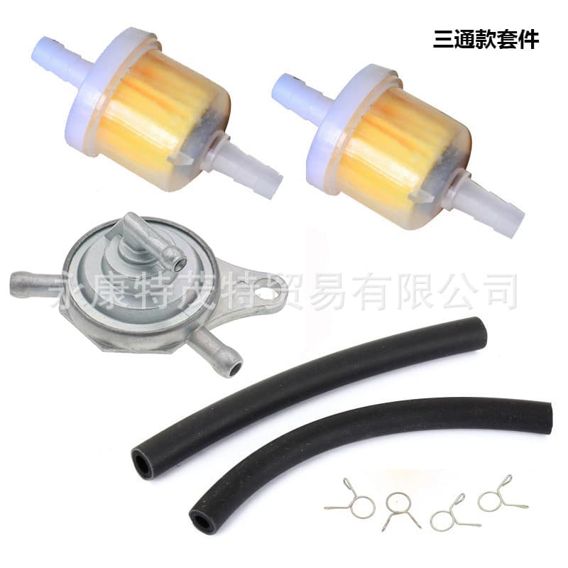 GY6 50cc-150cc ATV Go Kart 4-Way Fuel Tank Valve with Fuel Filter and Hose Clamp Kit