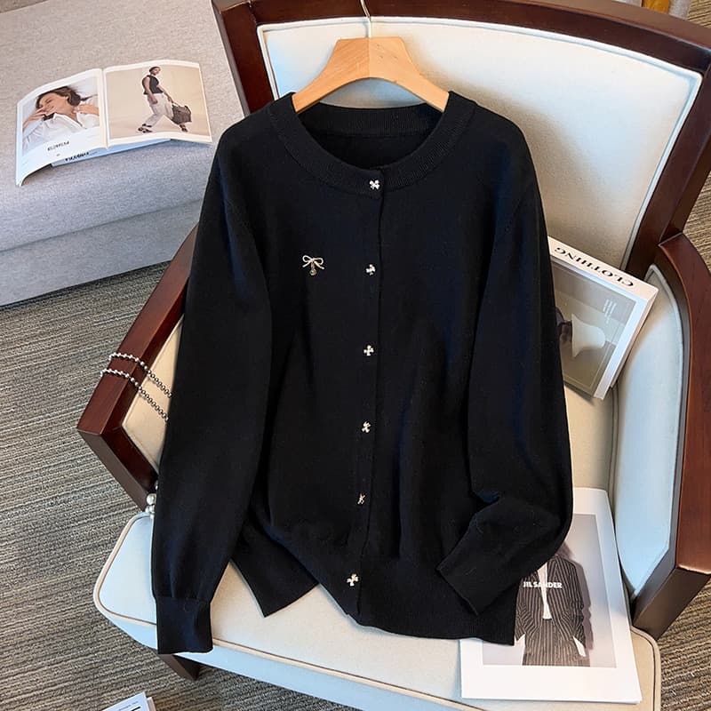200/300 Jin Plus Size Women's Clothing Bust 150/160 Loose Cardigan Sweater Knitted Coat for 350 Jin - 8356