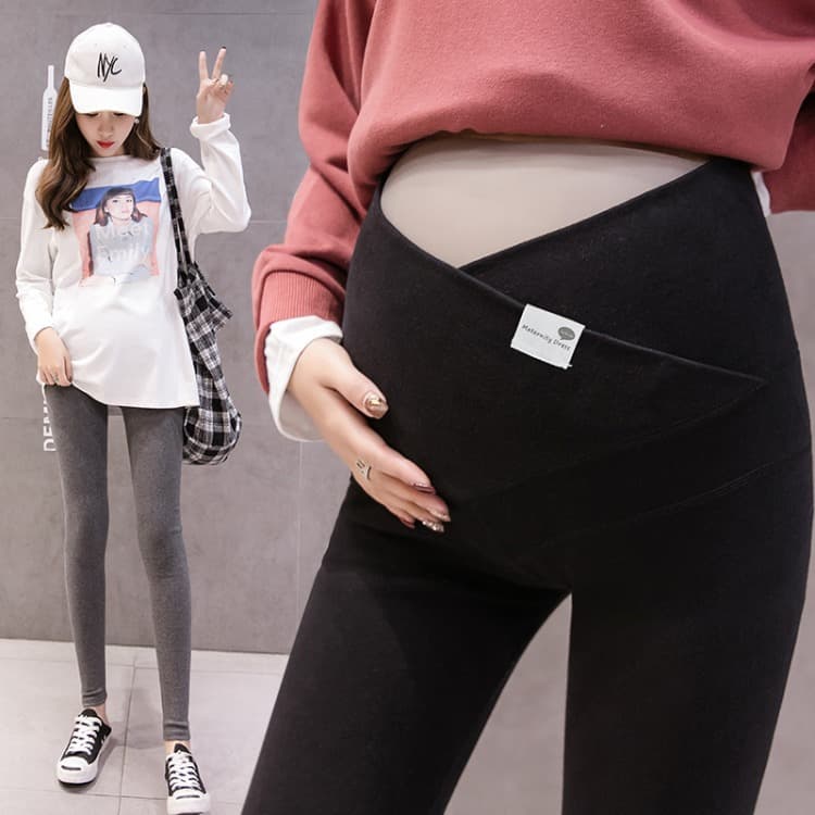 Fashionable Maternity Pants High Waist Belly Support Pure Cotton Long Slim Fit Spring Autumn Season Women's Bottoming Trousers