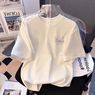 Cotton Short Sleeve T-Shirt for Women White 2026 Summer New Loose Fit Slimming Half Sleeve Casual American Style Top