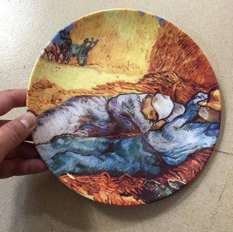European Style Creative Home Wall Decor Van Gogh Oil Painting Decorative Plate Artistic Hanging Plate Ceramic Dish