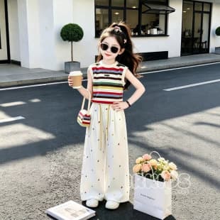 Girls Summer Set 2026 New Style, Kids Thin Vest Two-Piece Set, Beautiful Summer Clothes for Older Girls