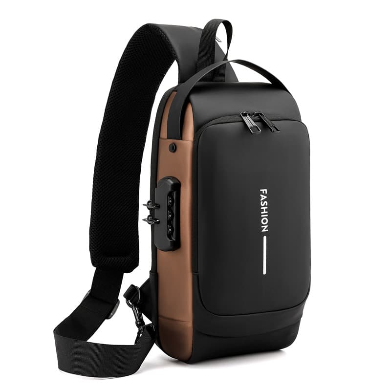 Men's Chest Bag Leather Material Single Shoulder Bag Crossbody Fashionable Design Large Capacity For Daily Use