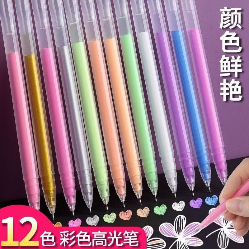 Baitong 9540 Large Capacity Highlighter Pastel Gel Pen - Specialized for Album Greeting Cards Invitations Black Cardstock Pastel Drawing Pen