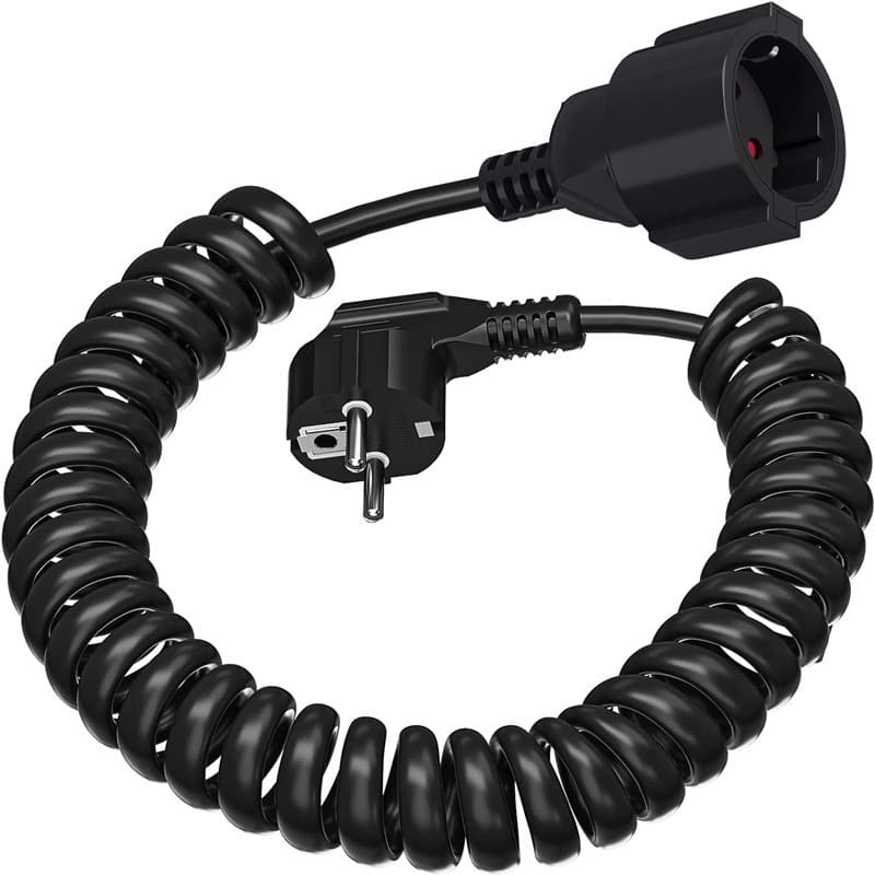 Shuke stretch plug cable spiral contact protection IP20 (230V/16A power cord
