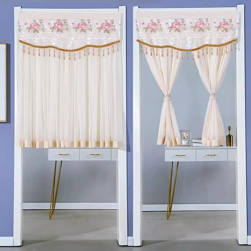 French Door Curtain Partition for Bedroom Kitchen Bathroom Half Curtain No-Drill Installation Ins Style