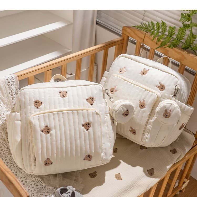 New Ins-Style Portable Handheld Mommy Bag, Multifunctional Large Capacity Single Shoulder Crossbody Bear Baby Backpack