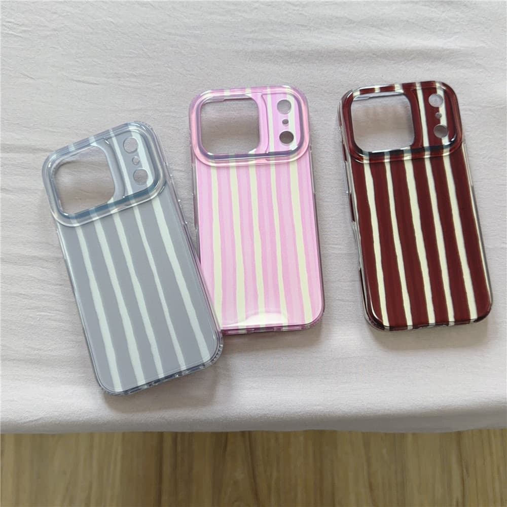 Niche Vertical Stripe Compatible with iPhone 17 Pro Case 16 Pro Two-Tone Simple Full Coverage Suitable for 11 Pro Personalized