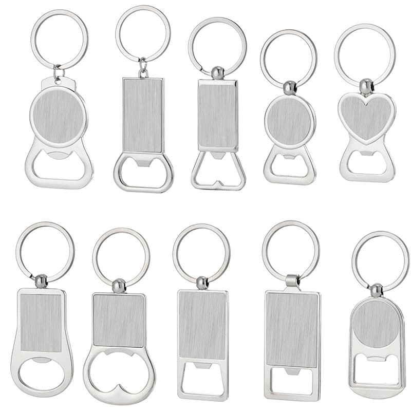 Cross-border Metal Bottle Opener Keychain Practical Beer Opener with Laser Engraved Logo Promotional Gift Pendant
