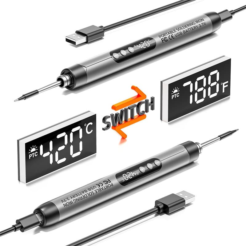 Mini Digital Display USB Charging Soldering Iron Portable Cordless Home Appliance Repair DIY Tool Kit with Welding and Smoke Extraction Set