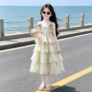 Girls Dress Summer 2026 New Children Unique Beautiful Strapless Vest Dress Summer Princess Dress