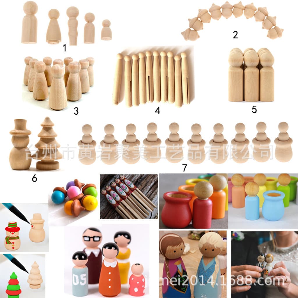 Wooden Craft Toy Wooden Puppet DIY Painted Wooden Figure Home Decoration Ornament Wooden Turning Ornament