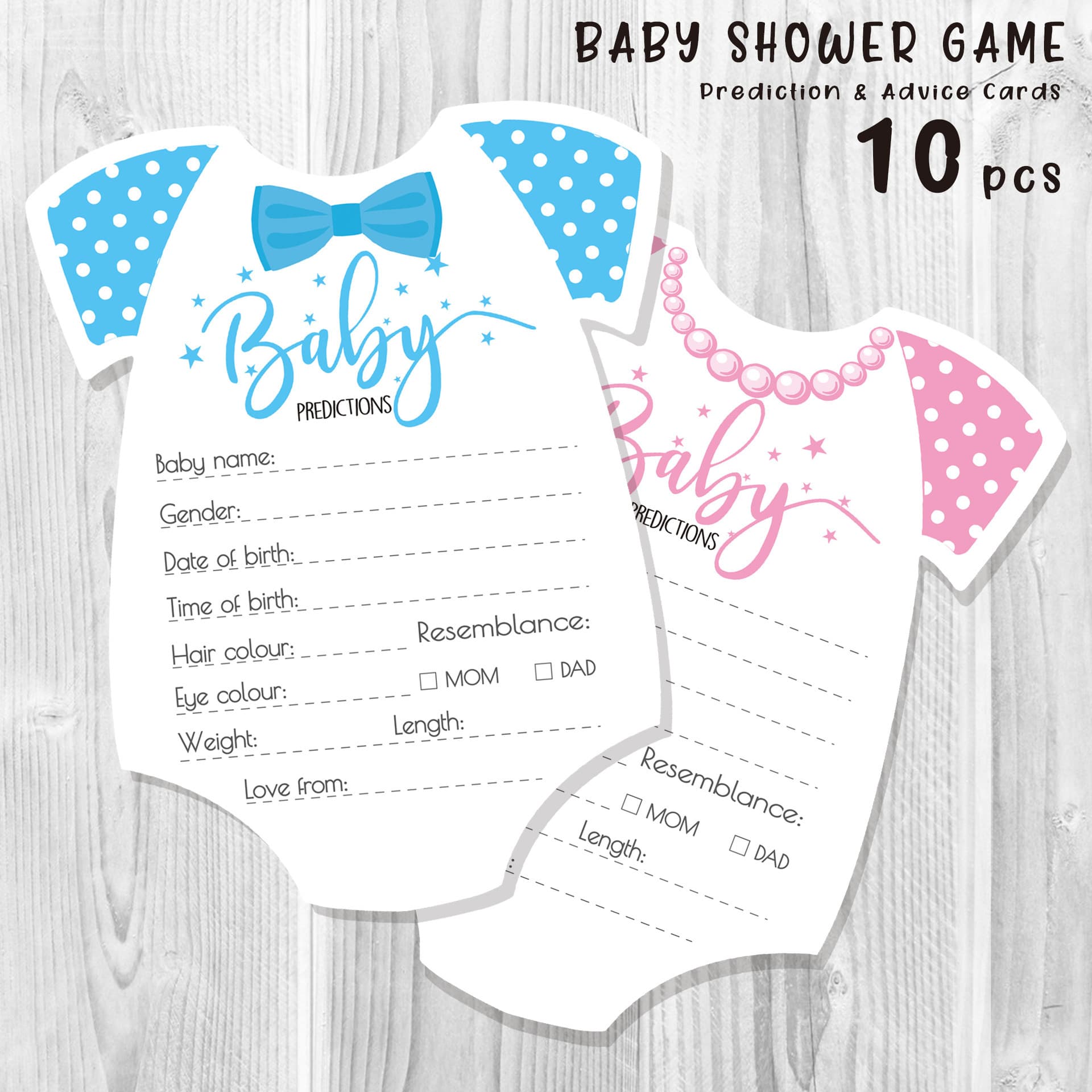 Baby Gender Reveal Prediction Card, Double-Sided Fill-in Blessing & Message Card Set for Baby Shower