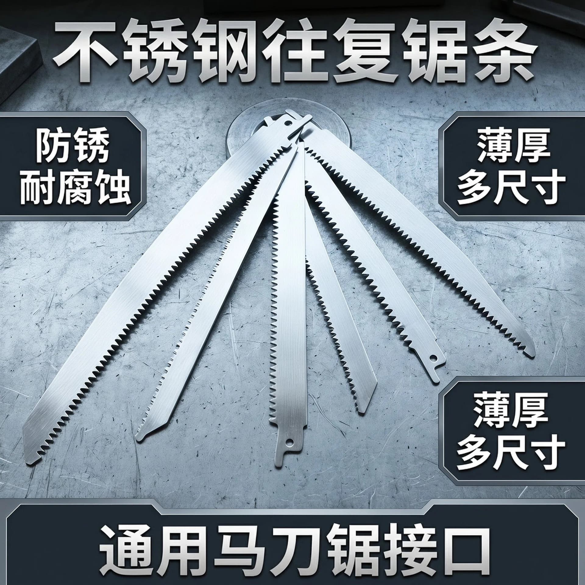 Stainless Steel Reciprocating Saw Blade Saber Saw Blade Rust and Corrosion Resistant Thin and Thick Multiple Sizes Universal Saber Saw Interface