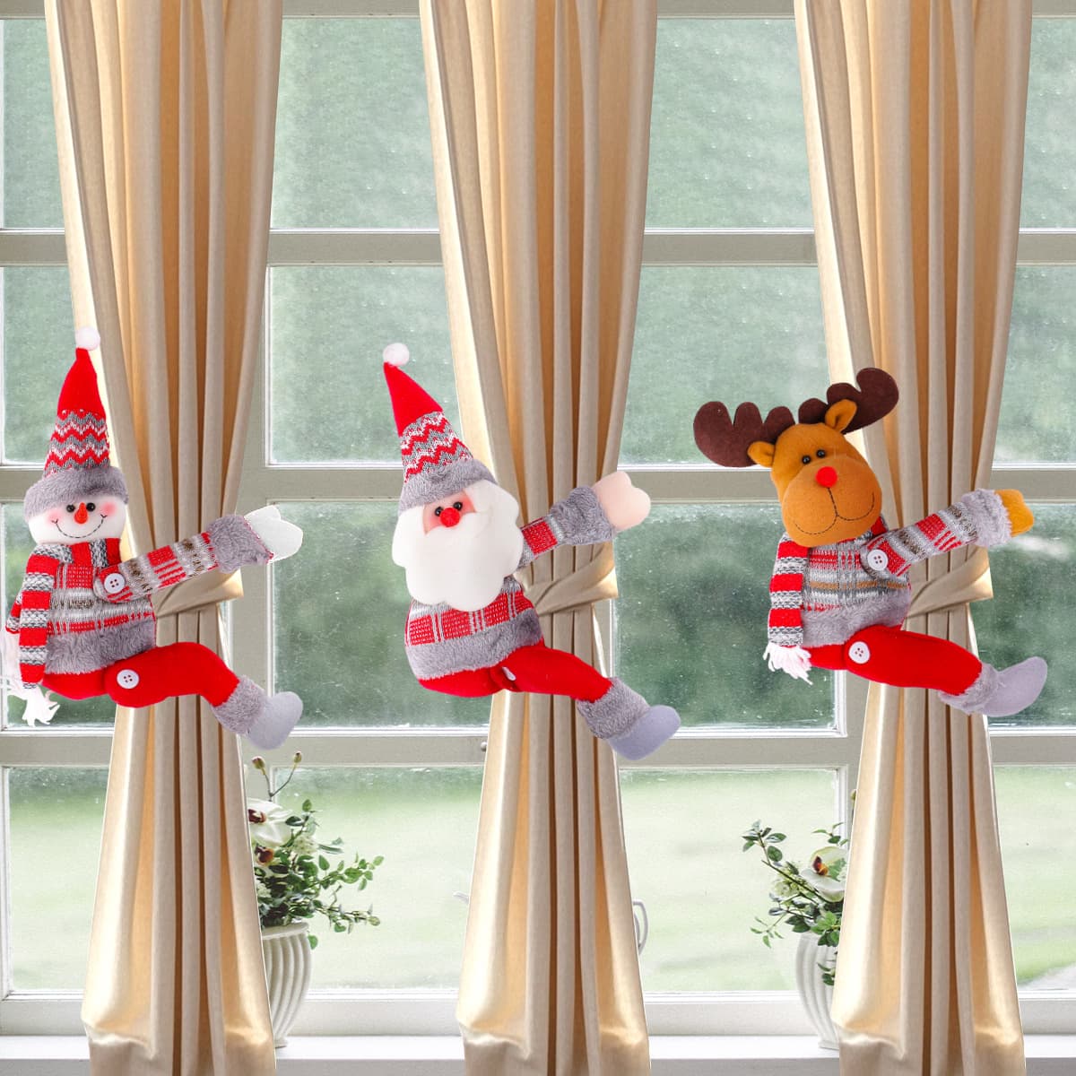 Christmas Decoration Home Curtain Tieback Cartoon Doll Clip Window Display Decor Christmas Gift