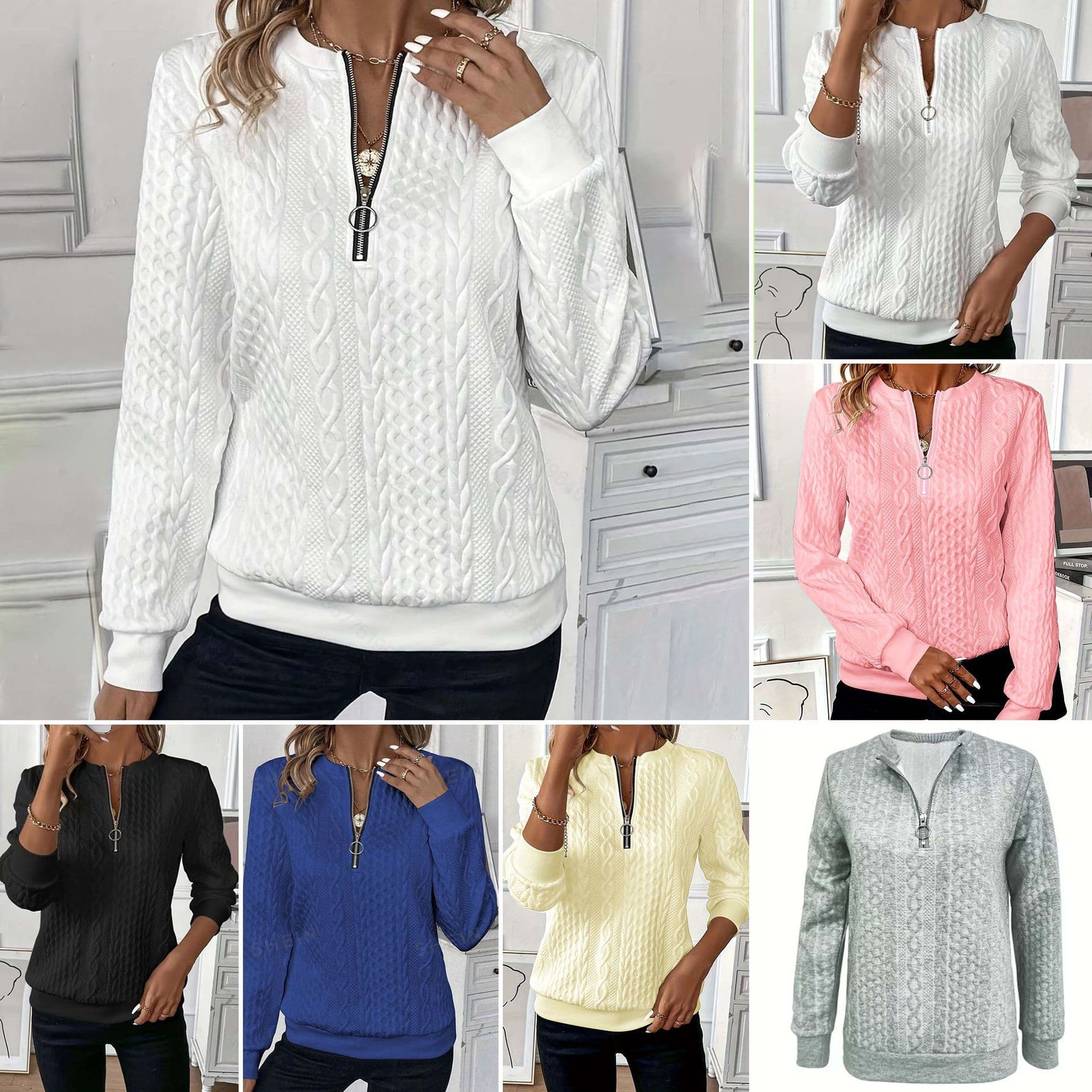 Cross-border Pinduoduo source women's sweatshirt, autumn and winter padded sweatshirt, zip-up sweatshirt, women's jacket open-front.