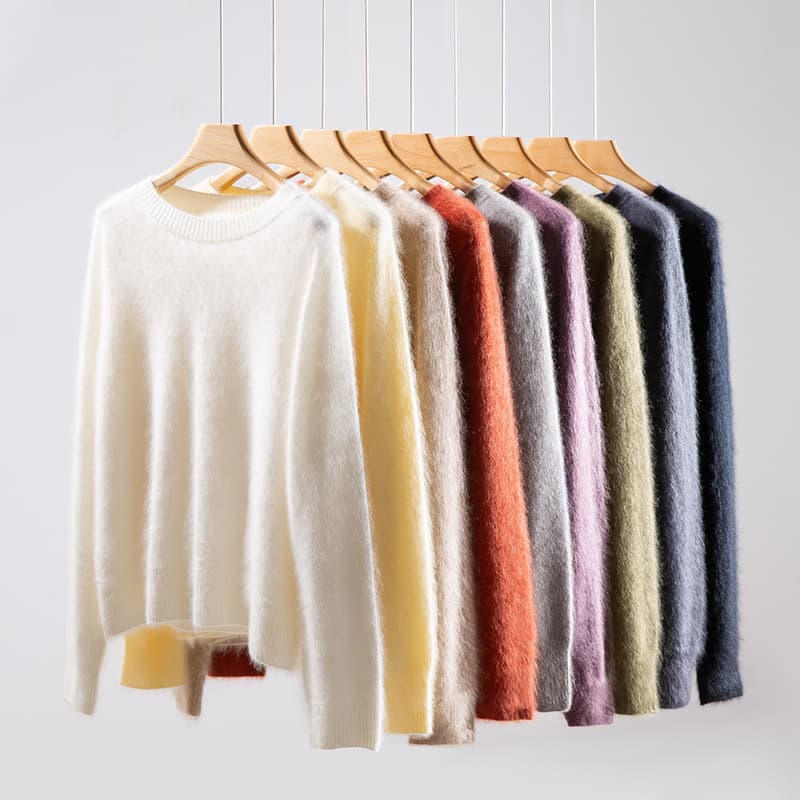 Fully fashioned seamless one-piece brushed 100% pure cashmere sweater women's round neck 2025 new style wholesale drop shipping