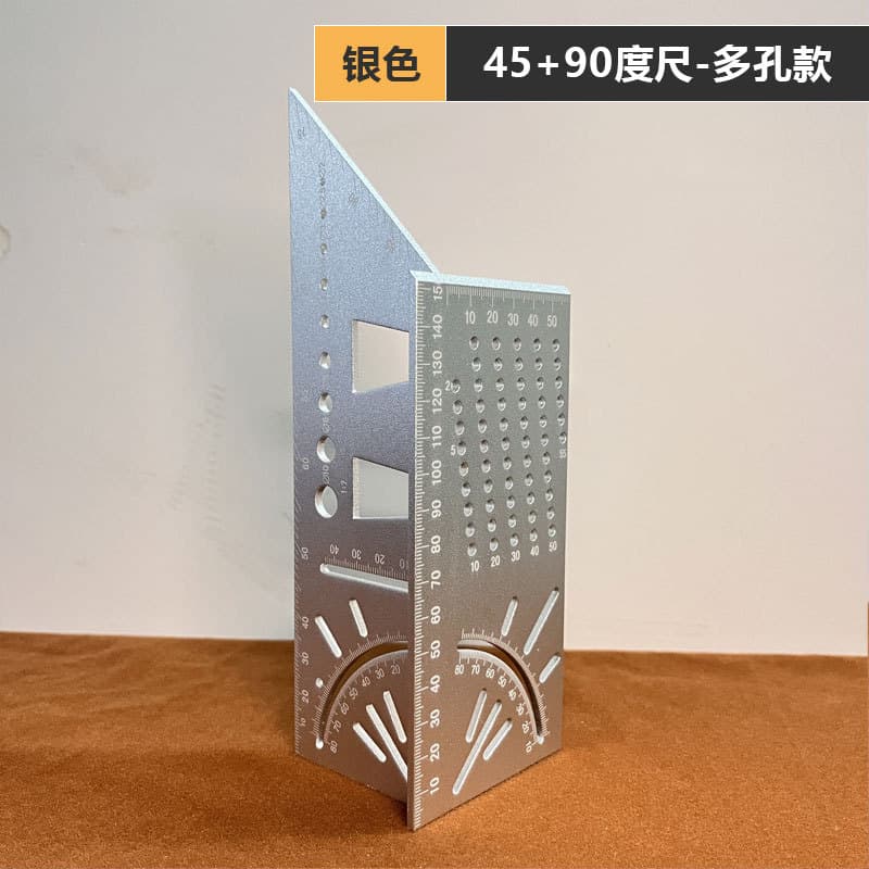 Aluminum Alloy Angle Ruler Right Angle Tool Hole Marking Gauge 45/90 Degree Vertical T-Square Adjustable